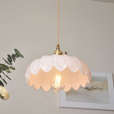 Vintage glaseret blomster hængende lampe