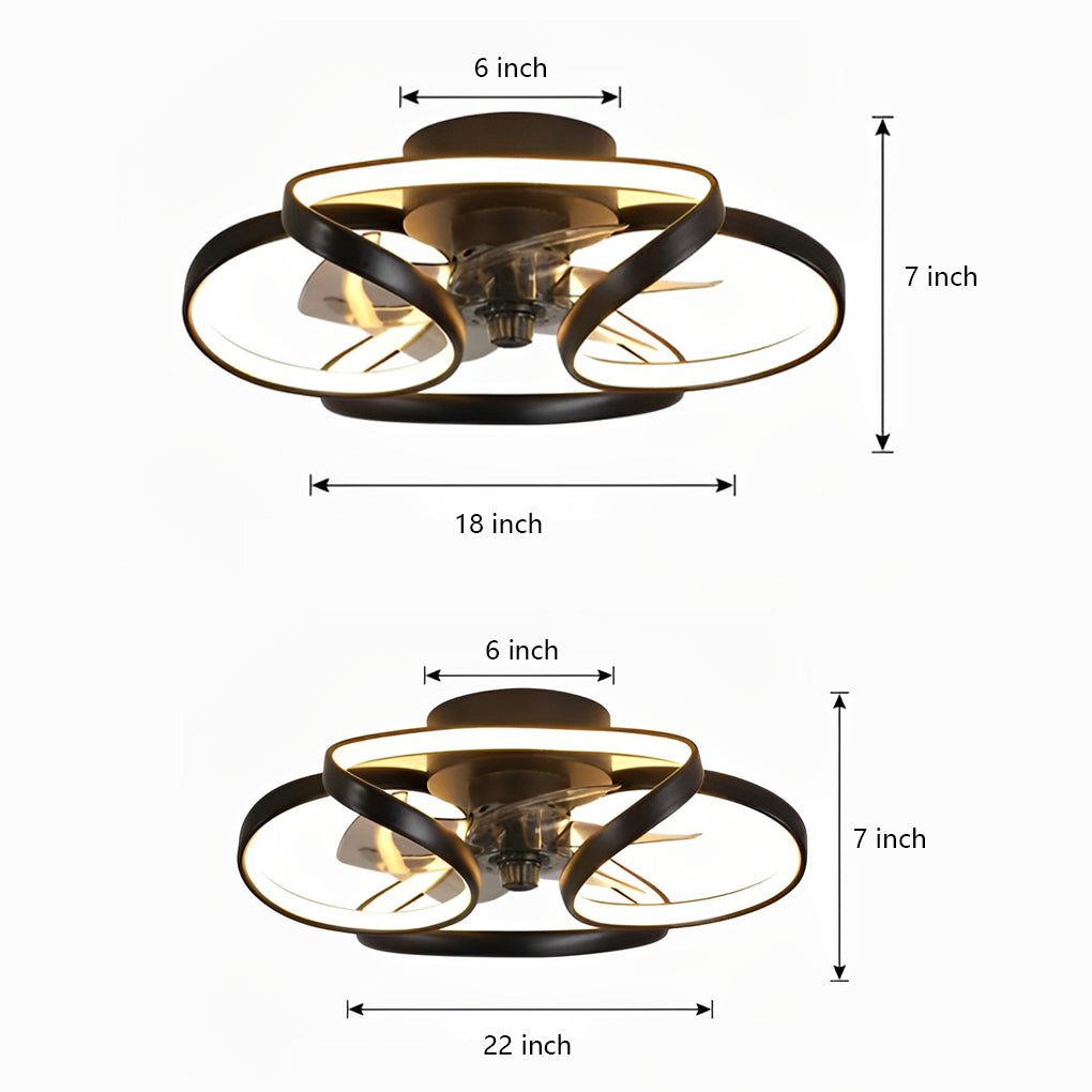 Flower LED Modern Flush Mount loftsventilatorlamper med fjernbetjening