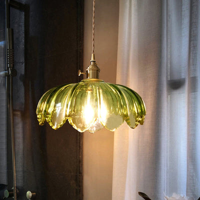 Vintage glaseret blomster hængende lampe